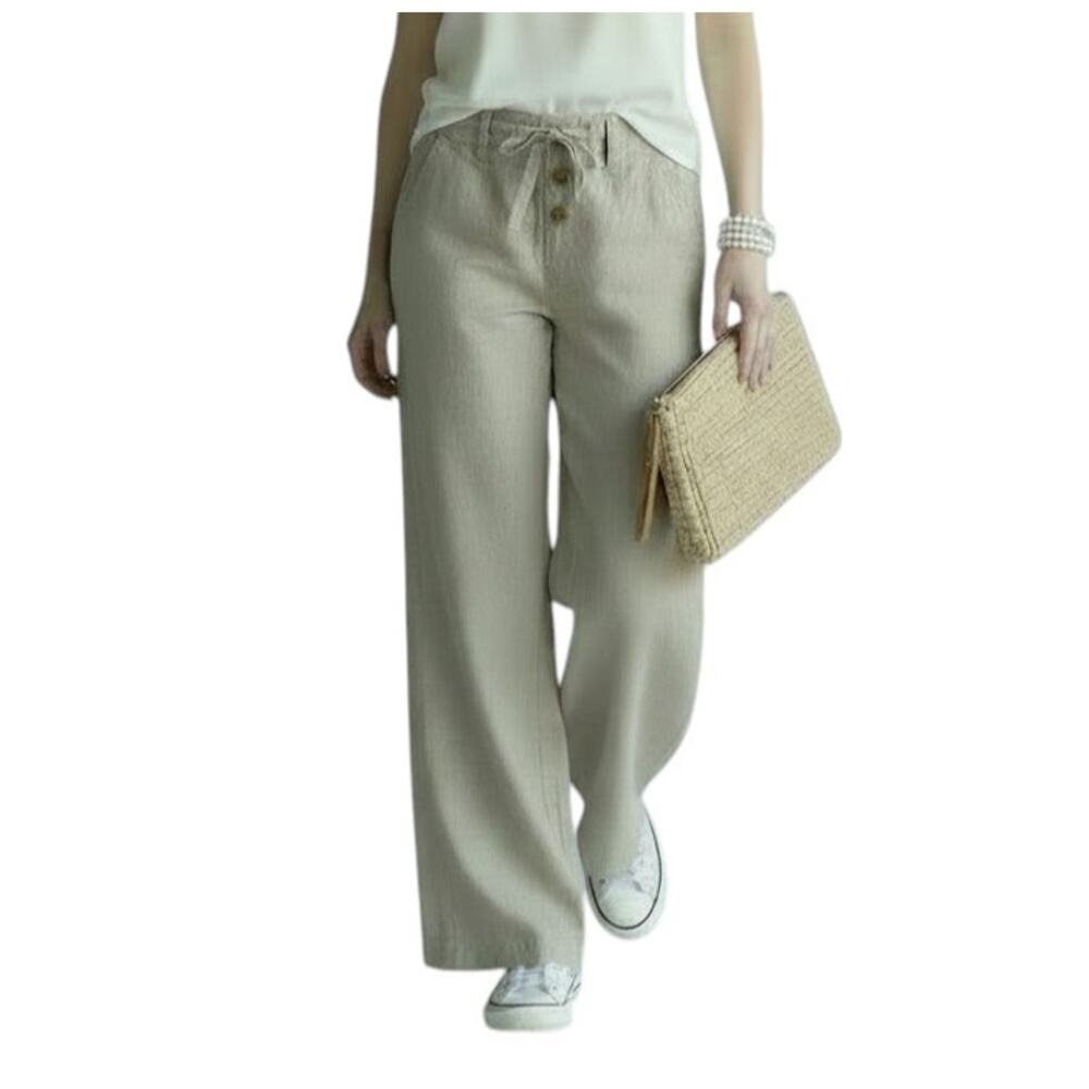 Derek Heart Sz Small Womens Pants Linen Cotton Wide Leg Summer Neutral Oversize